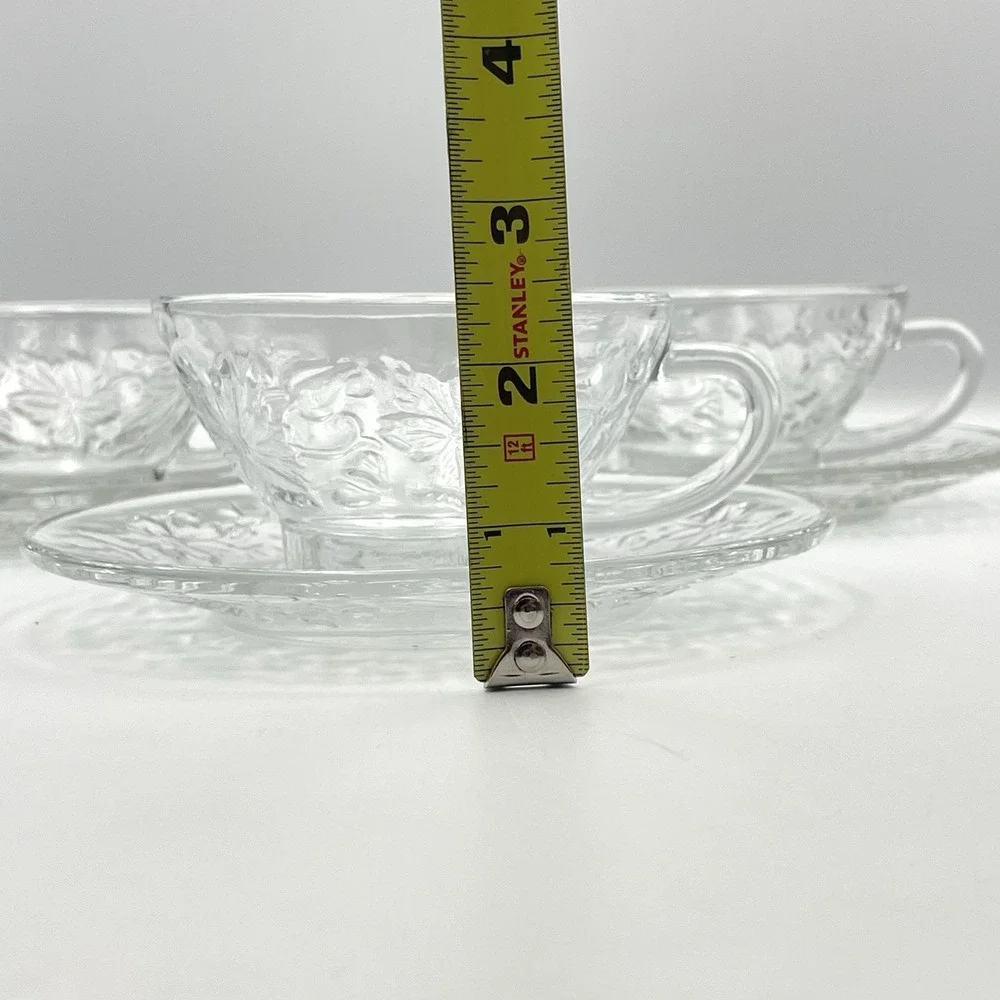 Vintage 1980s Princess House Fantasia Cup & Saucer Clear Crystal Set of 3